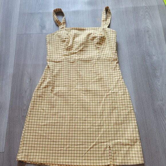 Hollister Yellow Plaid Sleeveless Mini Dress Size M 100% Cotton Womens - Picture 5 of 8